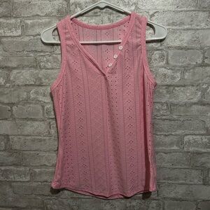 Pink Button Up Tank Top